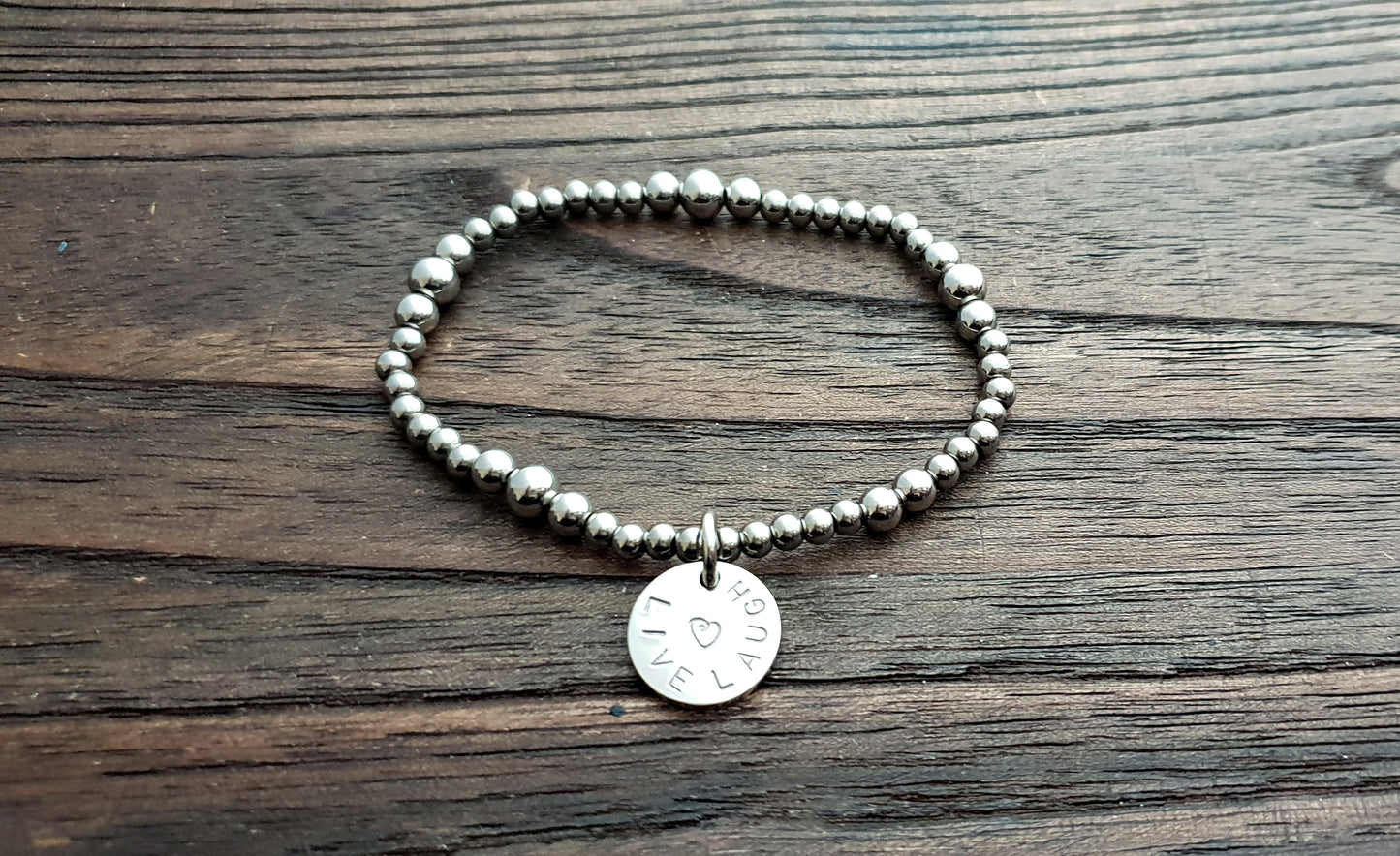 Personalised Hand Stamped Bead Charm Bracelet