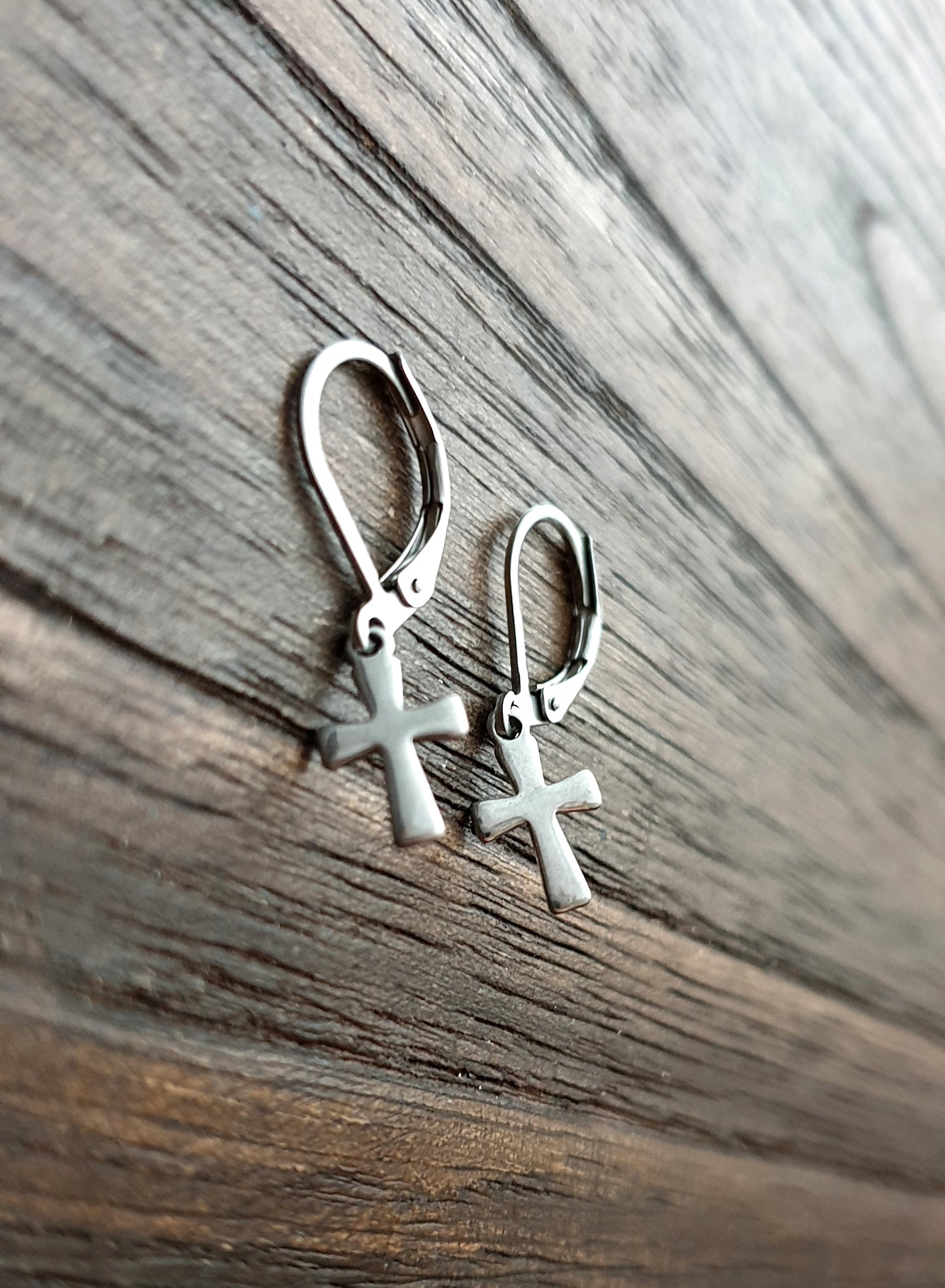 Tiny Cross Earrings, Stainless Steel Earrings.