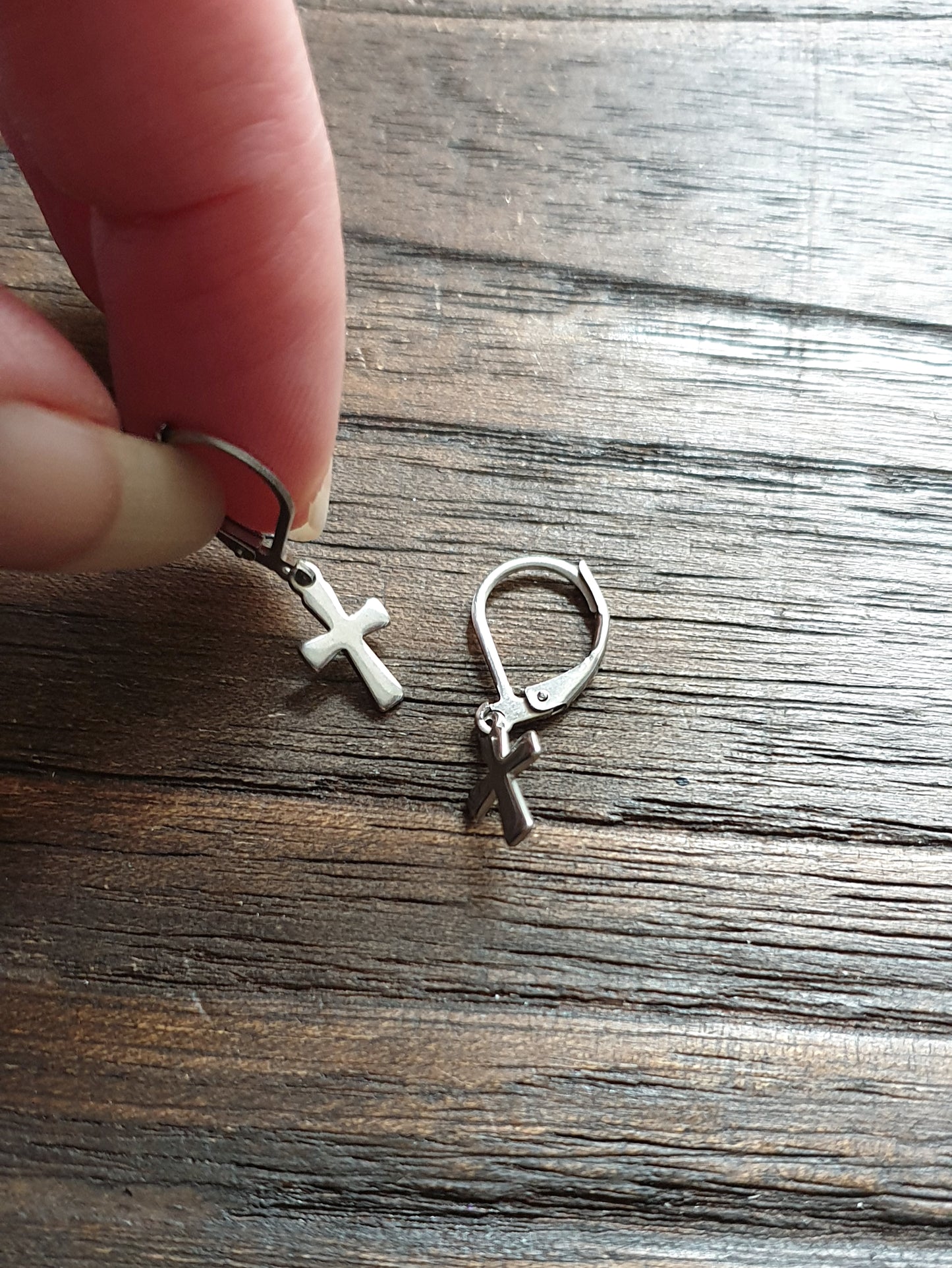 Tiny Cross Earrings, Stainless Steel Earrings.