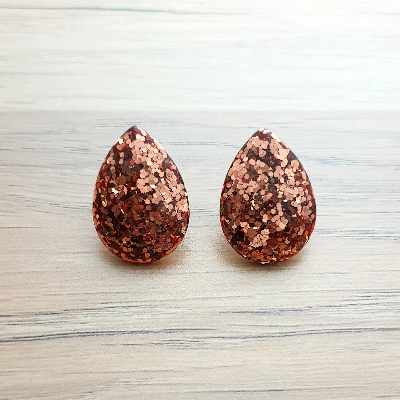 Teardrops Rose Gold Glitter Stud Earrings
