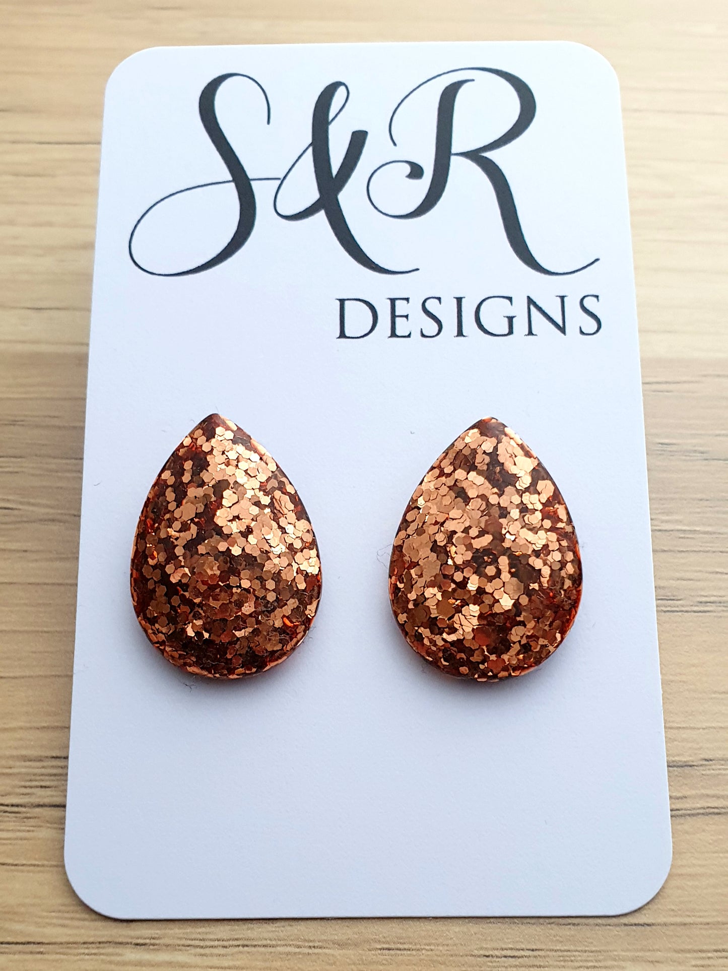 Teardrops Rose Gold Glitter Stud Earrings