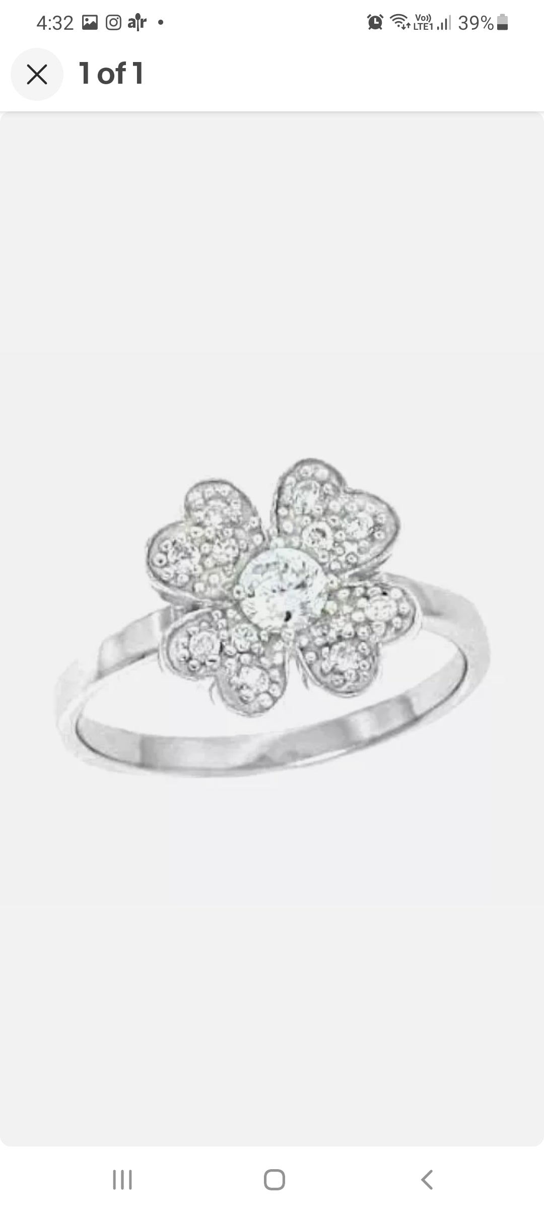 Sterling Silver Flower CZ Ring