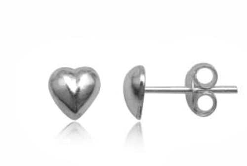 Sterling Silver Heart Stud Earrings, Puffy Heart Earrings - Silver and Resin Designs