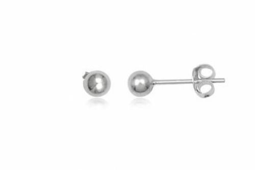 Sterling Silver Round Ball Stud Earrings 4mm - Silver and Resin Designs