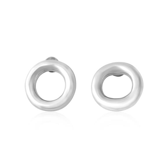 Sterling Silver Circle Loop Stud Earrings Choose Silver or Gold - Silver and Resin Designs