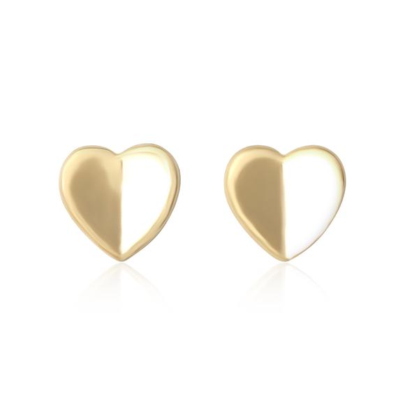 Sterling Silver Heart Stud Earrings Choose Silver Gold or Rose Gold - Silver and Resin Designs