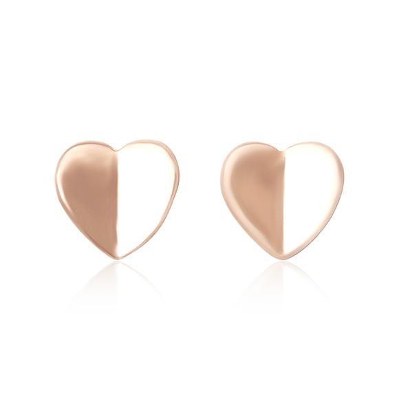 Sterling Silver Heart Stud Earrings Choose Silver Gold or Rose Gold - Silver and Resin Designs