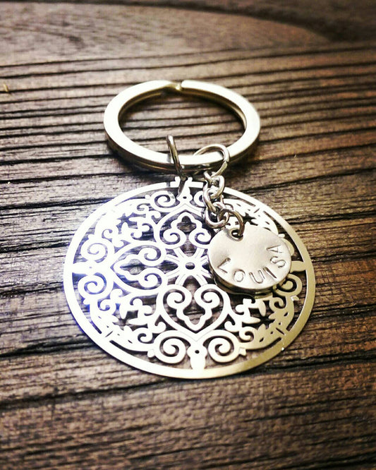 Personalised Hand Stamped Key Ring Stainless Steel