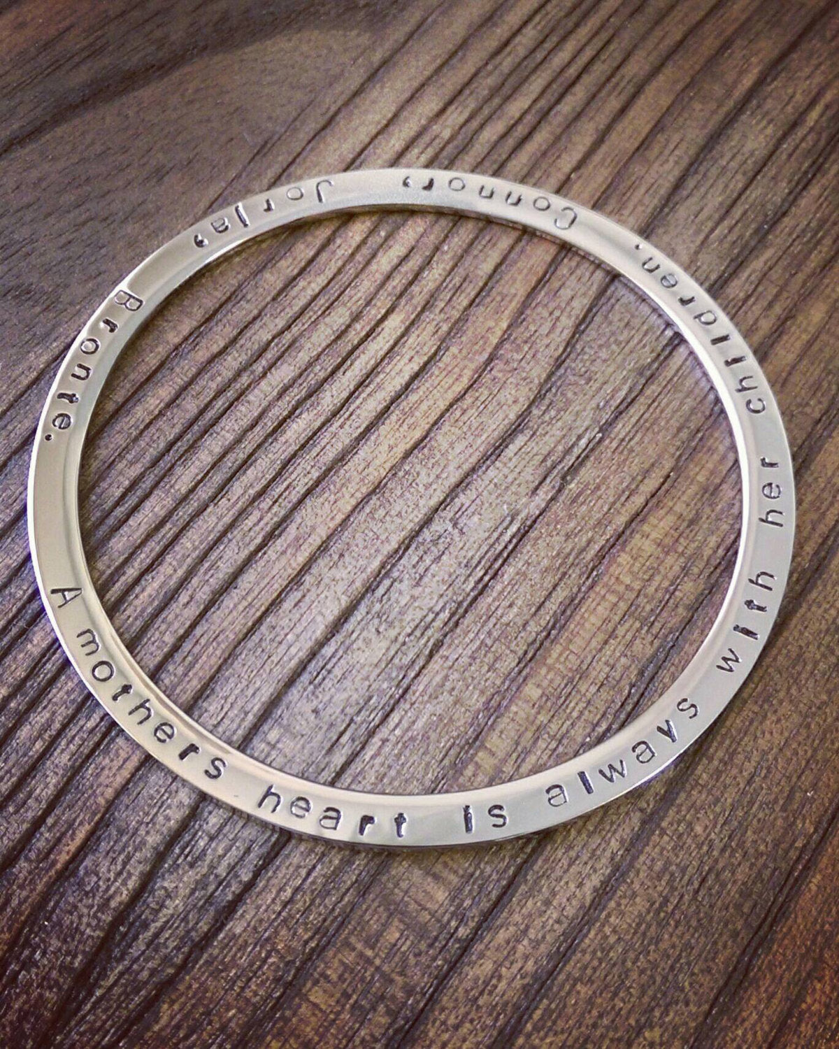 Stainless Steel Hand Stamped Personalised Bangle Choose Colour Silver, Gold, Rose Gold & Size - Silver and Resin Designs