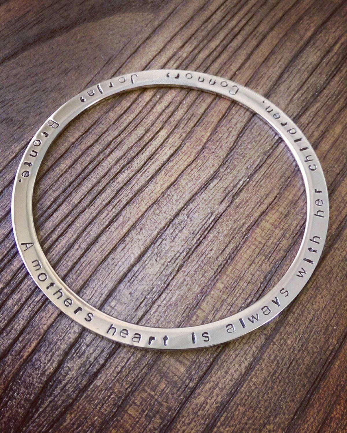 Personalised Bangle, Stainless Steel Hand Stamped Personalised Bangle Choose Colour Silver, Gold, Rose Gold & Size