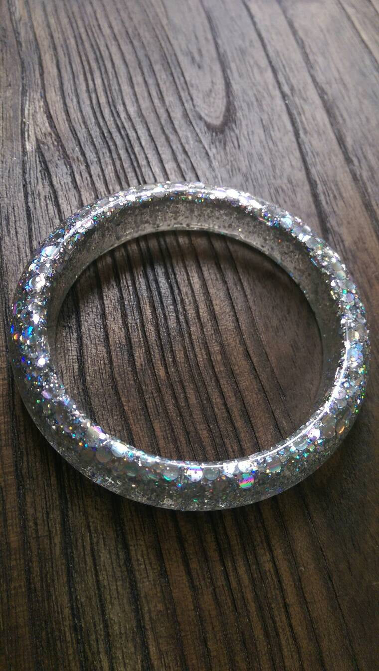 Sparkly Broken Glass Glitter Resin Handmade - Silver and Resin Designs