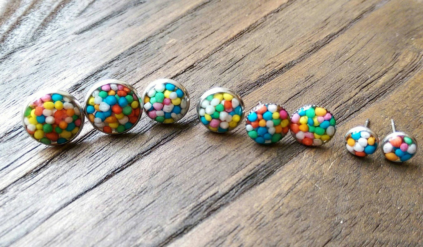Candy Resin Stud Earrings made of Stainless Steel 100's & 1000's 6mm, 10mm, 12mm