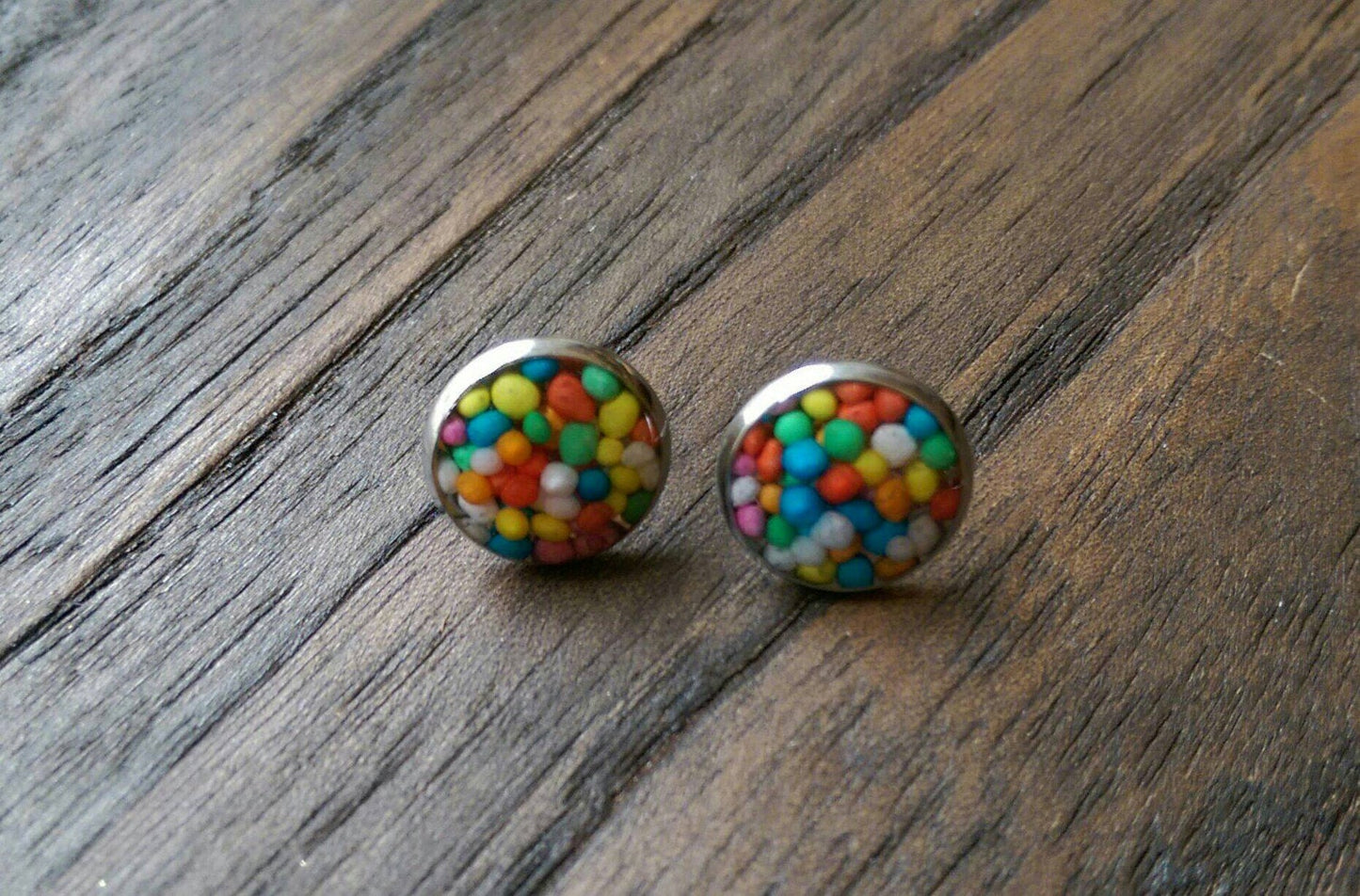Candy Resin Stud Earrings made of Stainless Steel 100's & 1000's 6mm, 10mm, 12mm