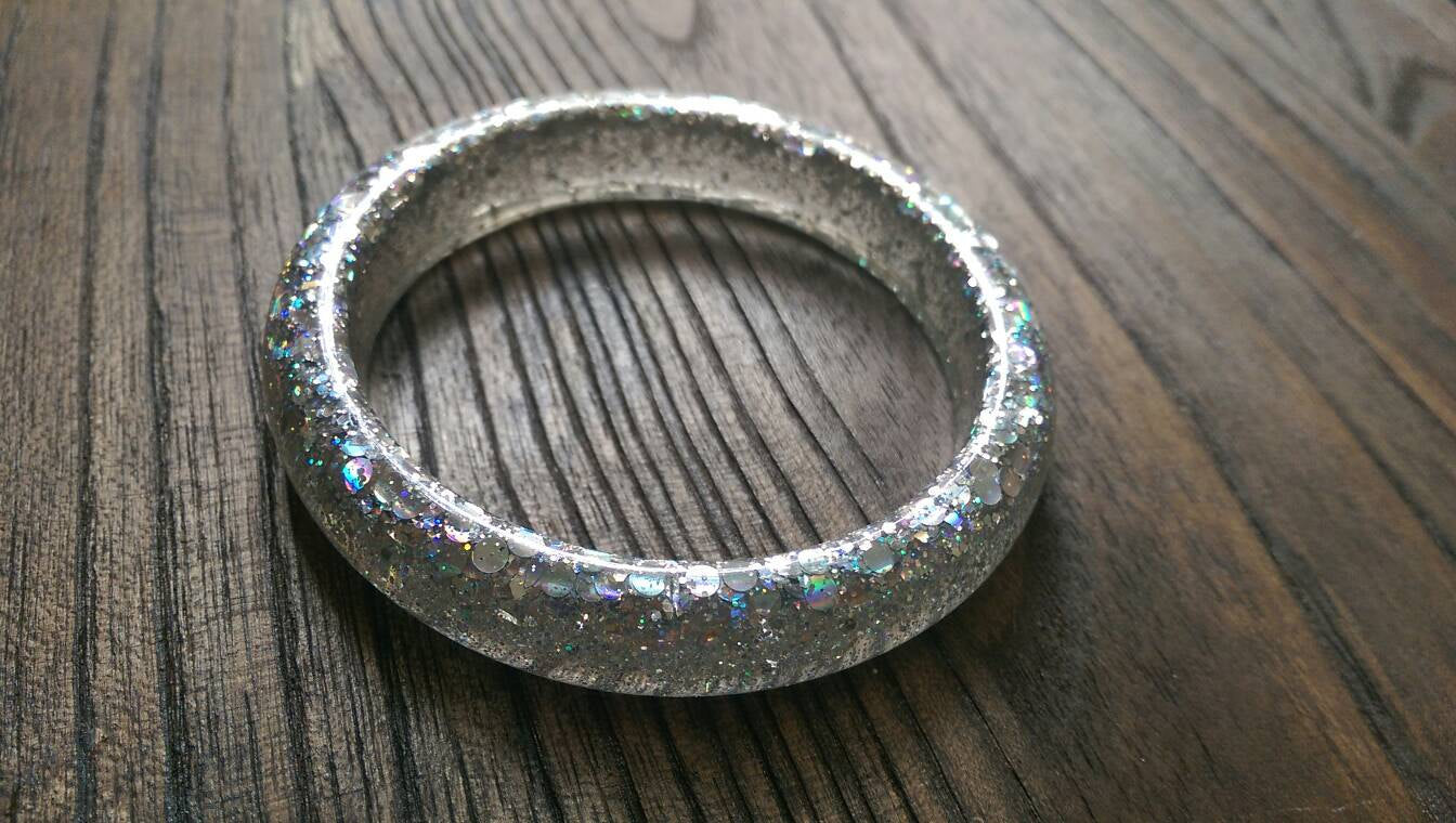Sparkly Broken Glass Glitter Resin Handmade - Silver and Resin Designs