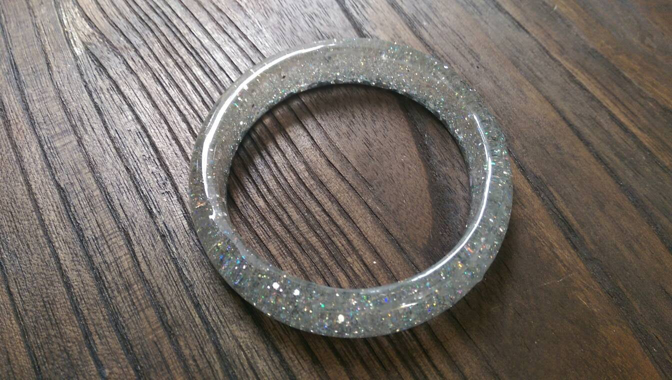Sparkly Broken Glass Glitter Resin Handmade - Silver and Resin Designs