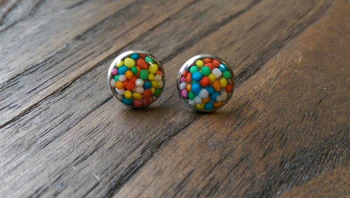 Candy Resin Stud Earrings made of Stainless Steel 100's & 1000's 6mm, 10mm, 12mm