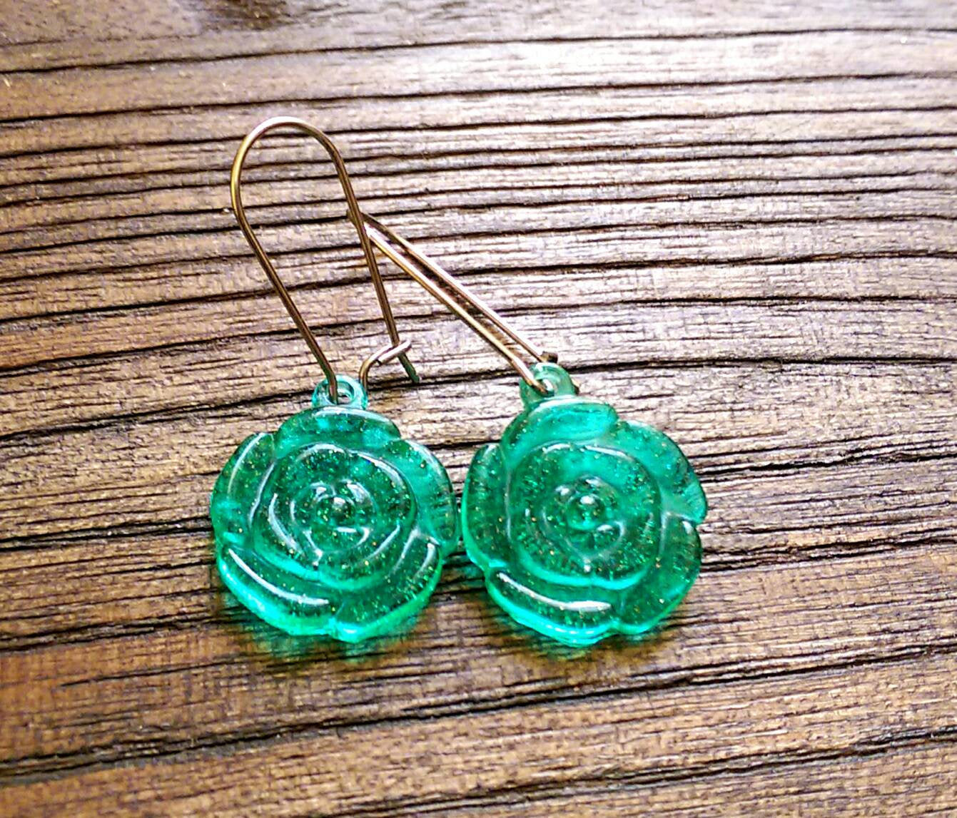 Flower Design Resin Dangle earrings Stainless Steel. Choose Colour