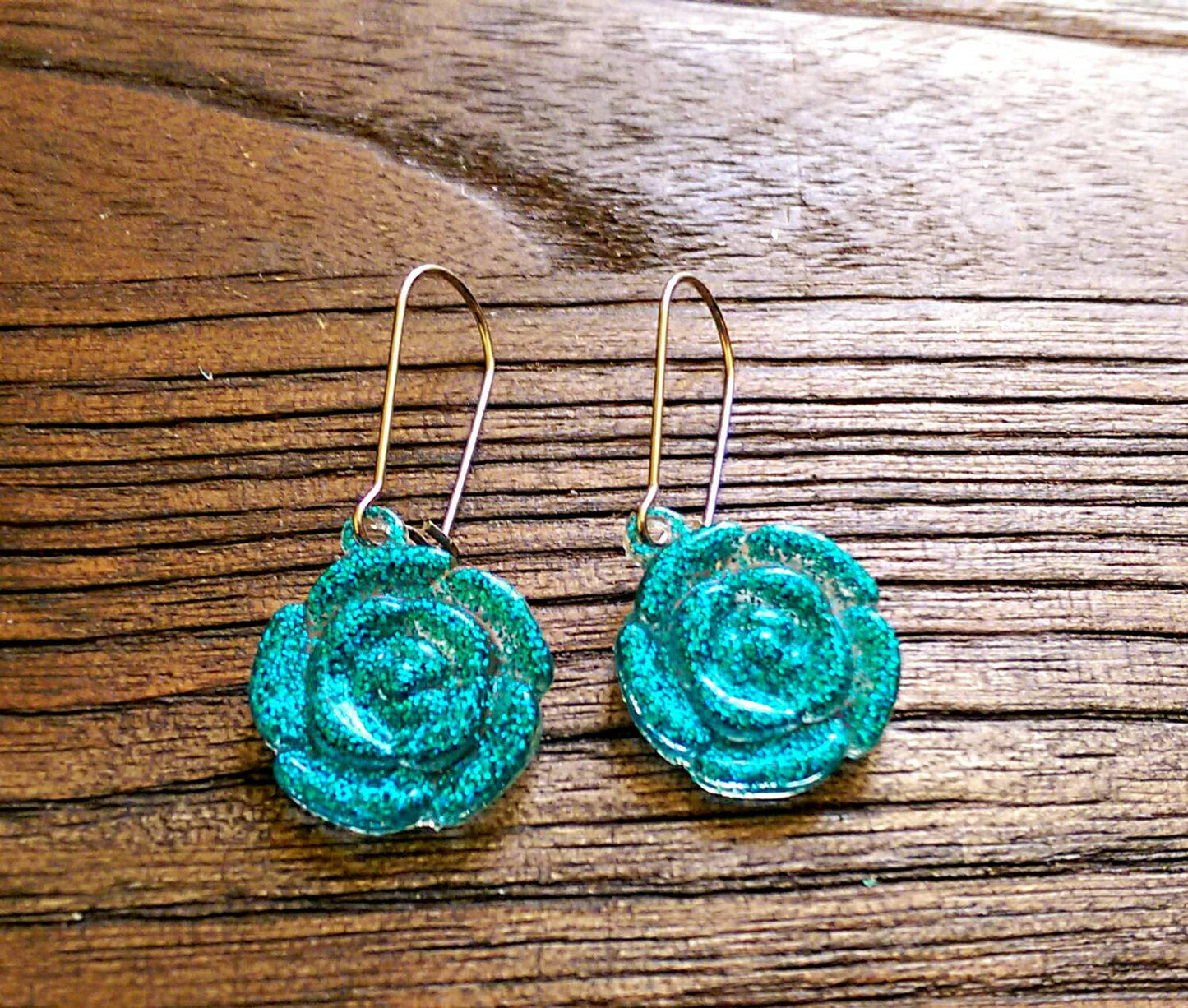 Flower Design Resin Dangle earrings Stainless Steel. Choose Colour
