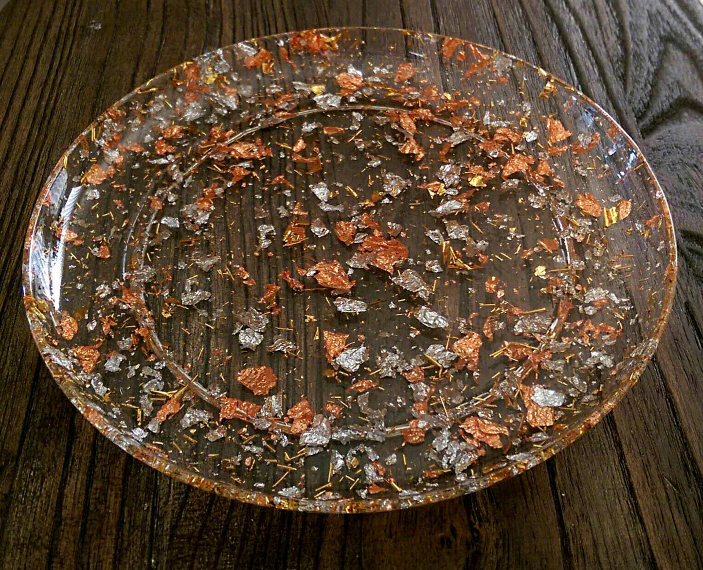 Resin Plate Platter Silver, Gold and Rose Gold Foil Mix