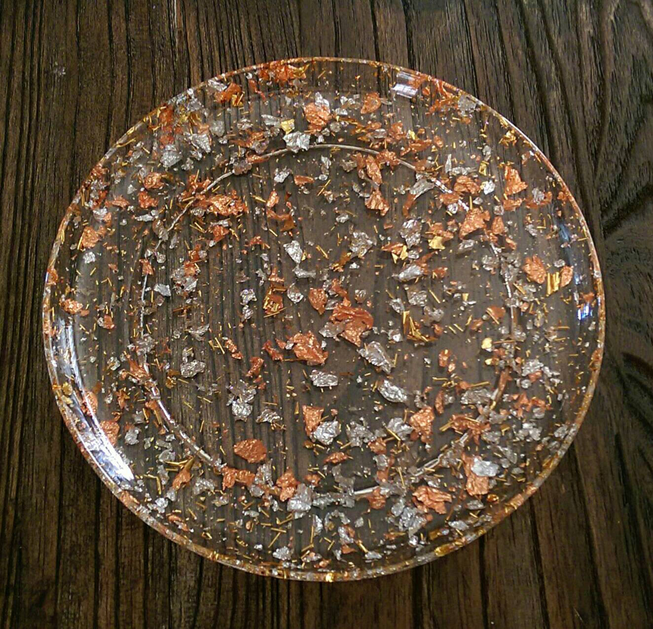Resin Plate Platter Silver, Gold and Rose Gold Foil Mix