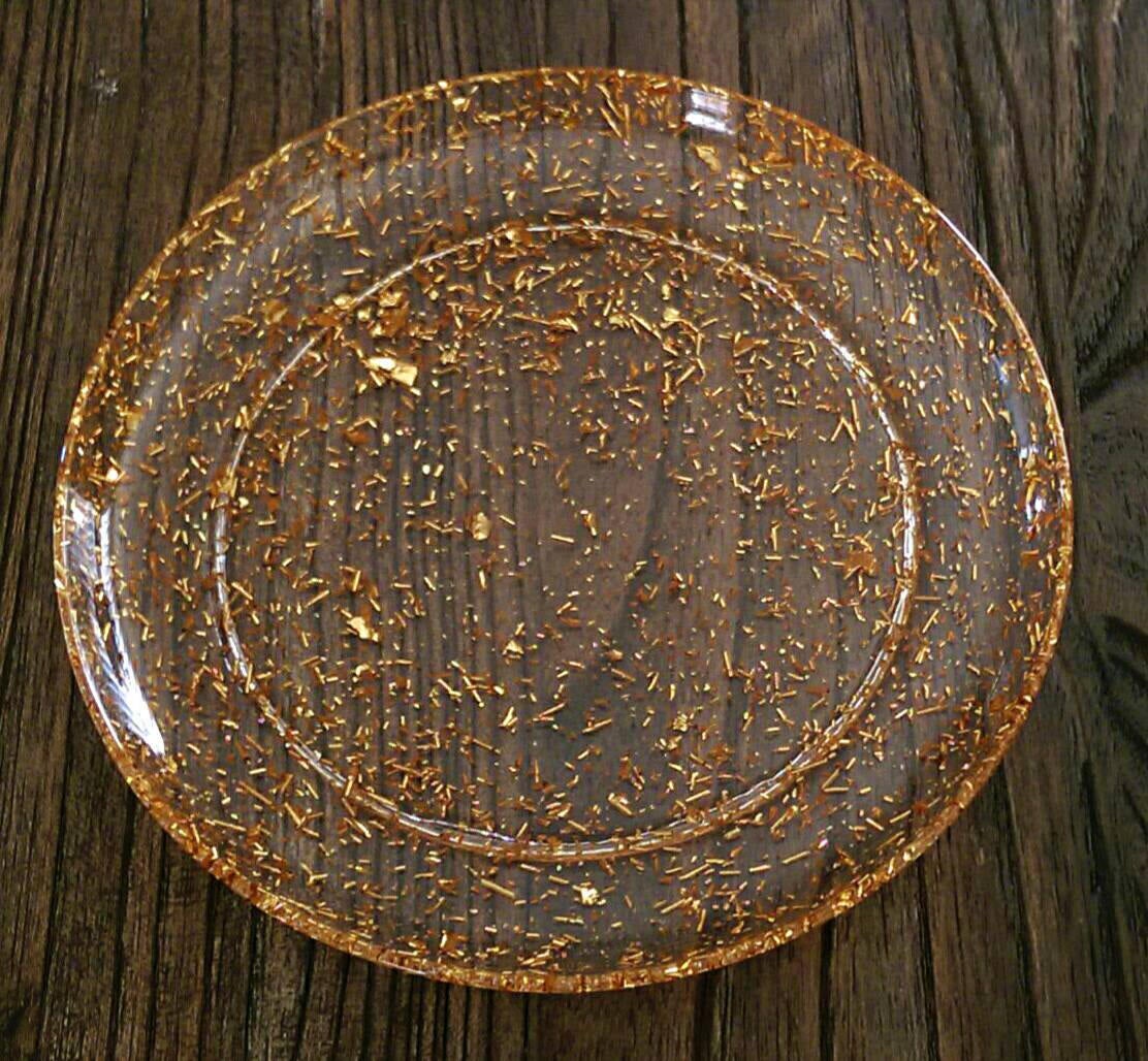Resin Dish Plate Platter Gold Foil Mix 20cm