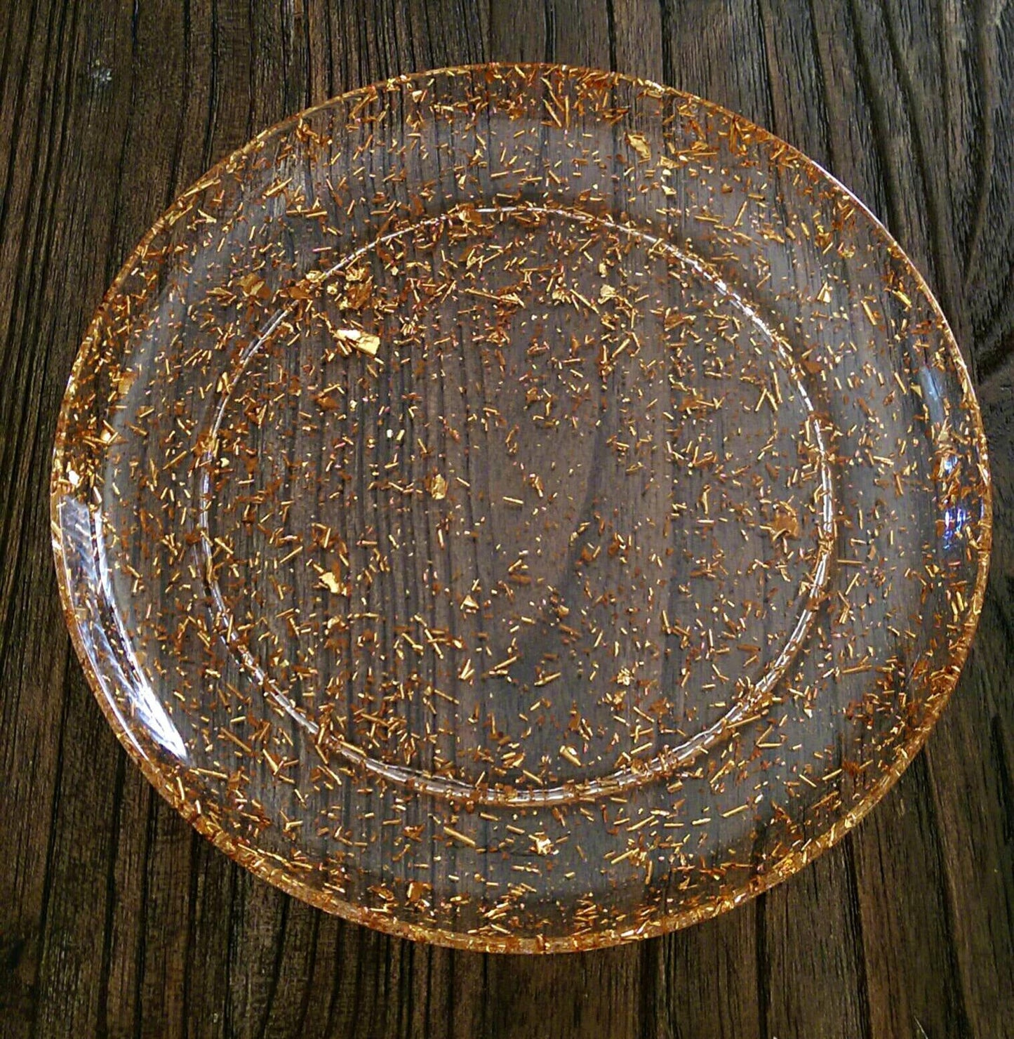 Resin Dish Plate Platter Gold Foil Mix 20cm