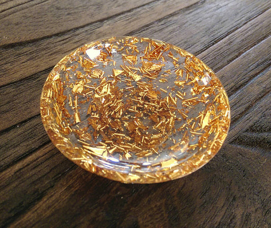 Hand Made Resin Ring Dish Gold Foil - Silver and Resin Designs