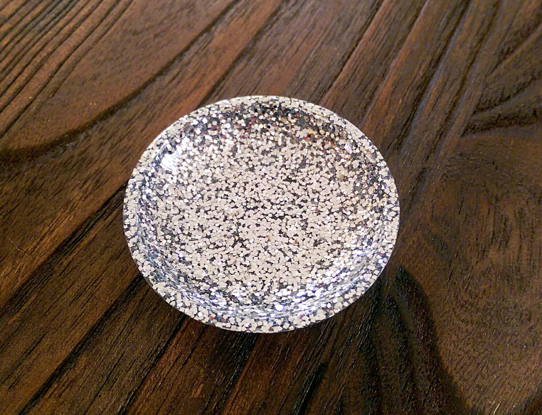 Resin Ring Trinket Dish Silver Glitter Mix - Silver and Resin Designs