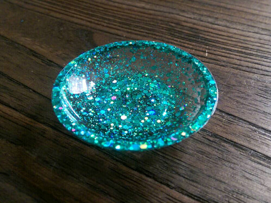 Ring Trinket Dish Turquoise Sparkly Glitter Mix Hand Made Resin Dish - Silver and Resin Designs