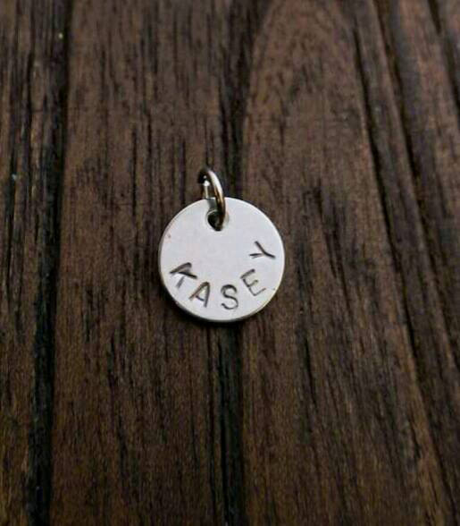 Personalised Hand Stamped Name Charm Gold Disc Jump Ring Only. Choose 10mm or 15mm