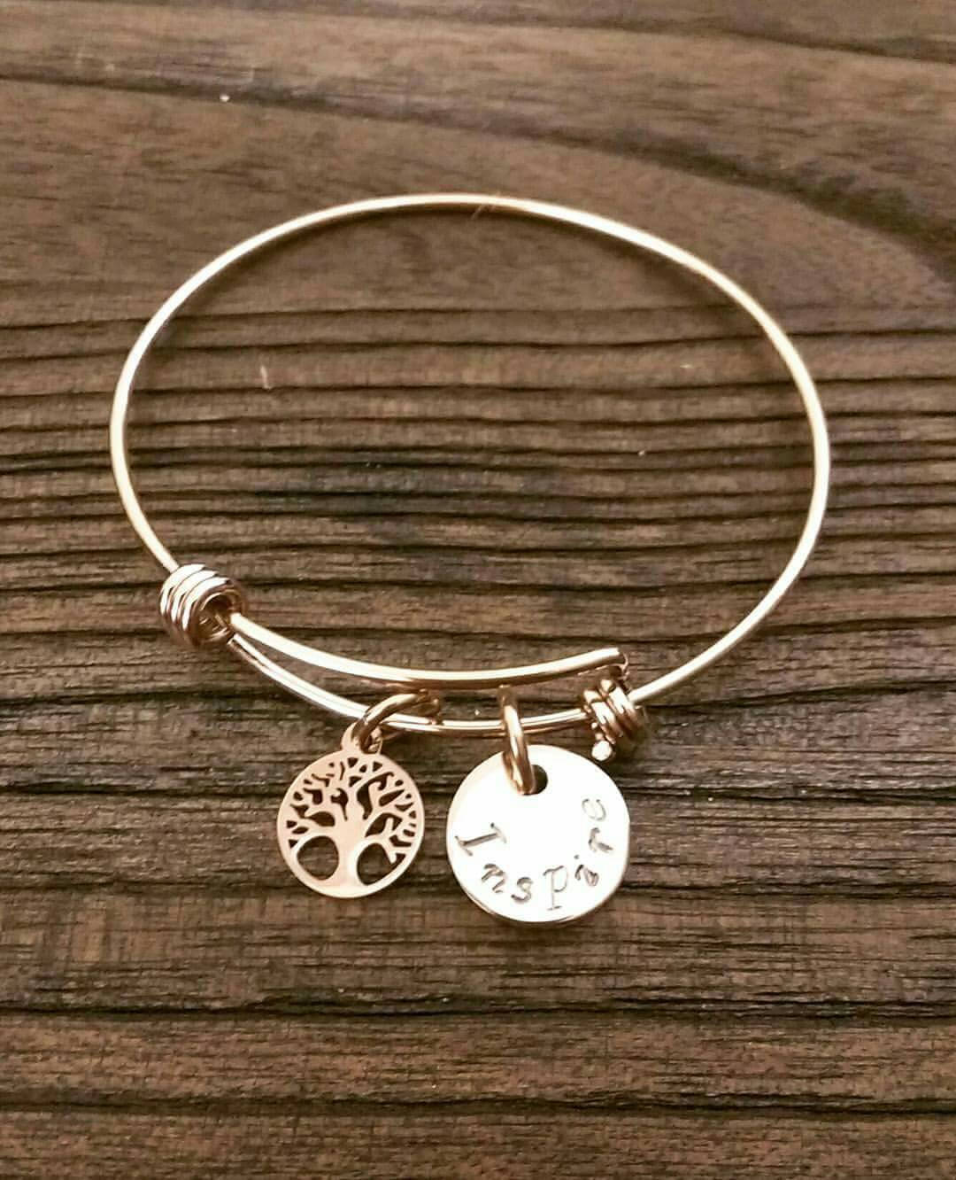 Personalised Hand Stamped Both Sides Disc Silver, Rose Gold or Gold Name Charm 15mm Disc Jump Ring