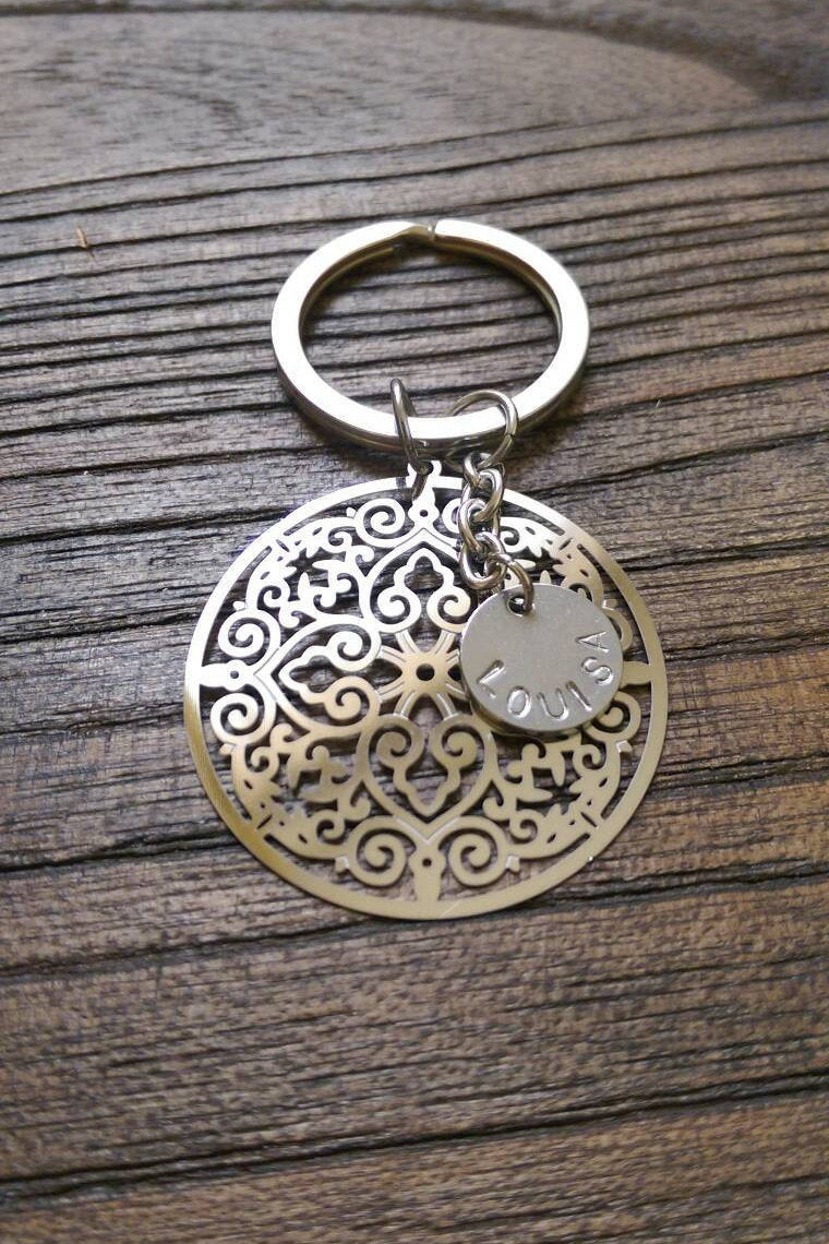 Personalised Hand Stamped Key Ring Stainless Steel