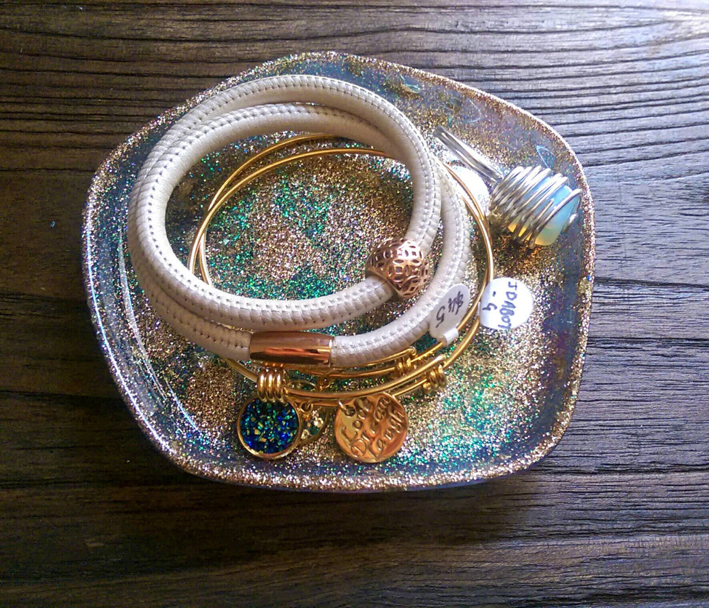 Resin Ring Dish Pentagon Design Sparkly Mixed Glitters
