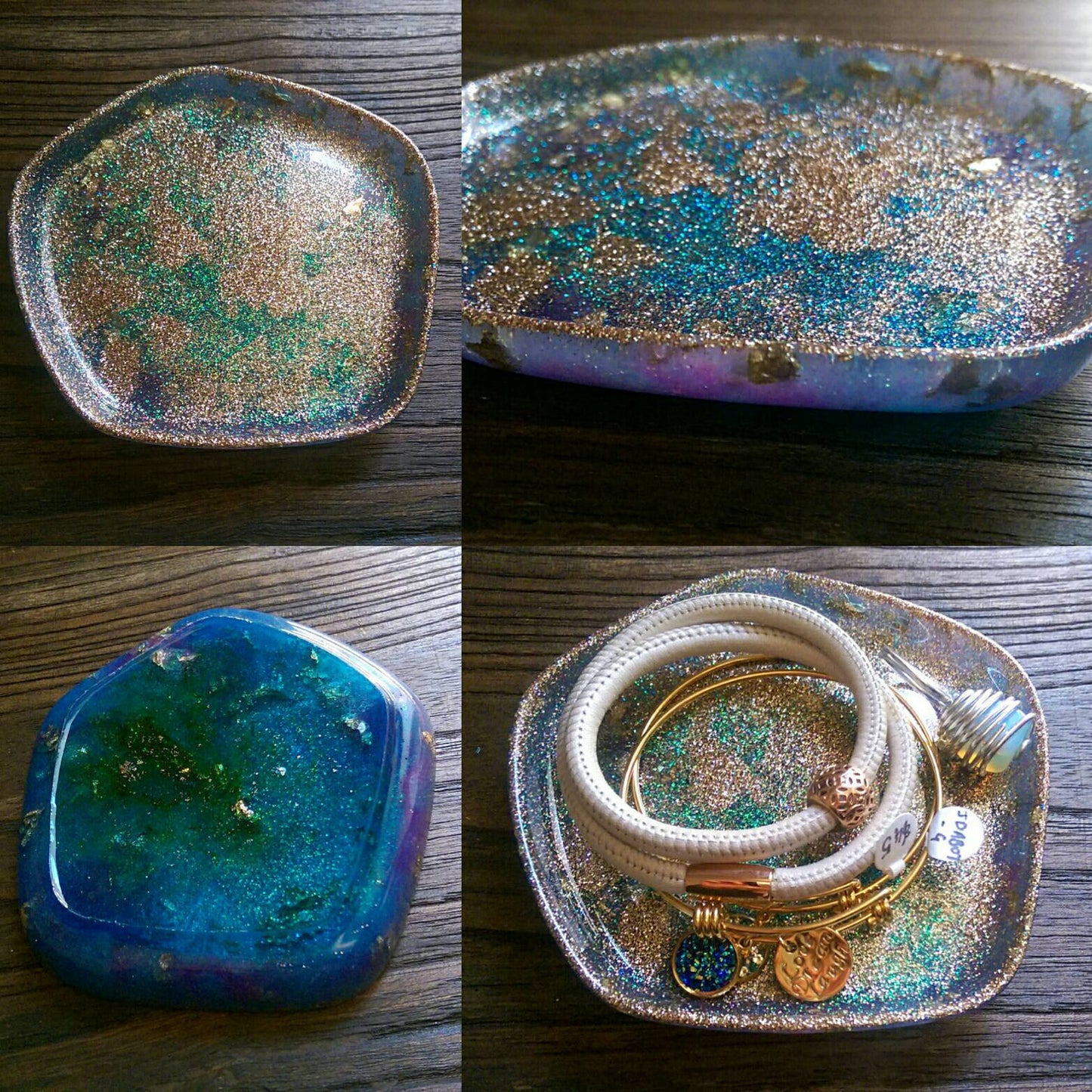 Resin Ring Dish Pentagon Design Sparkly Mixed Glitters