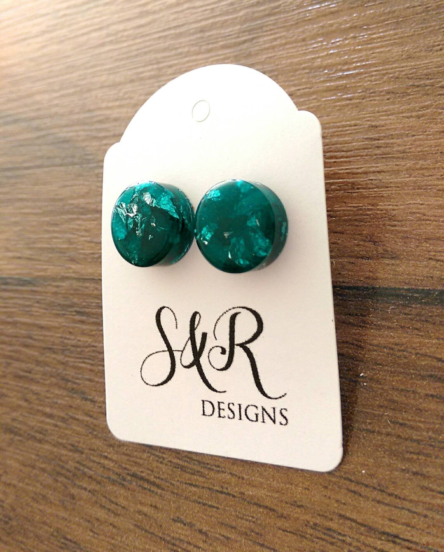 Sparkly Glitter Circle Resin Stud Earrings made of Stainless Steel 12mm Choose colour