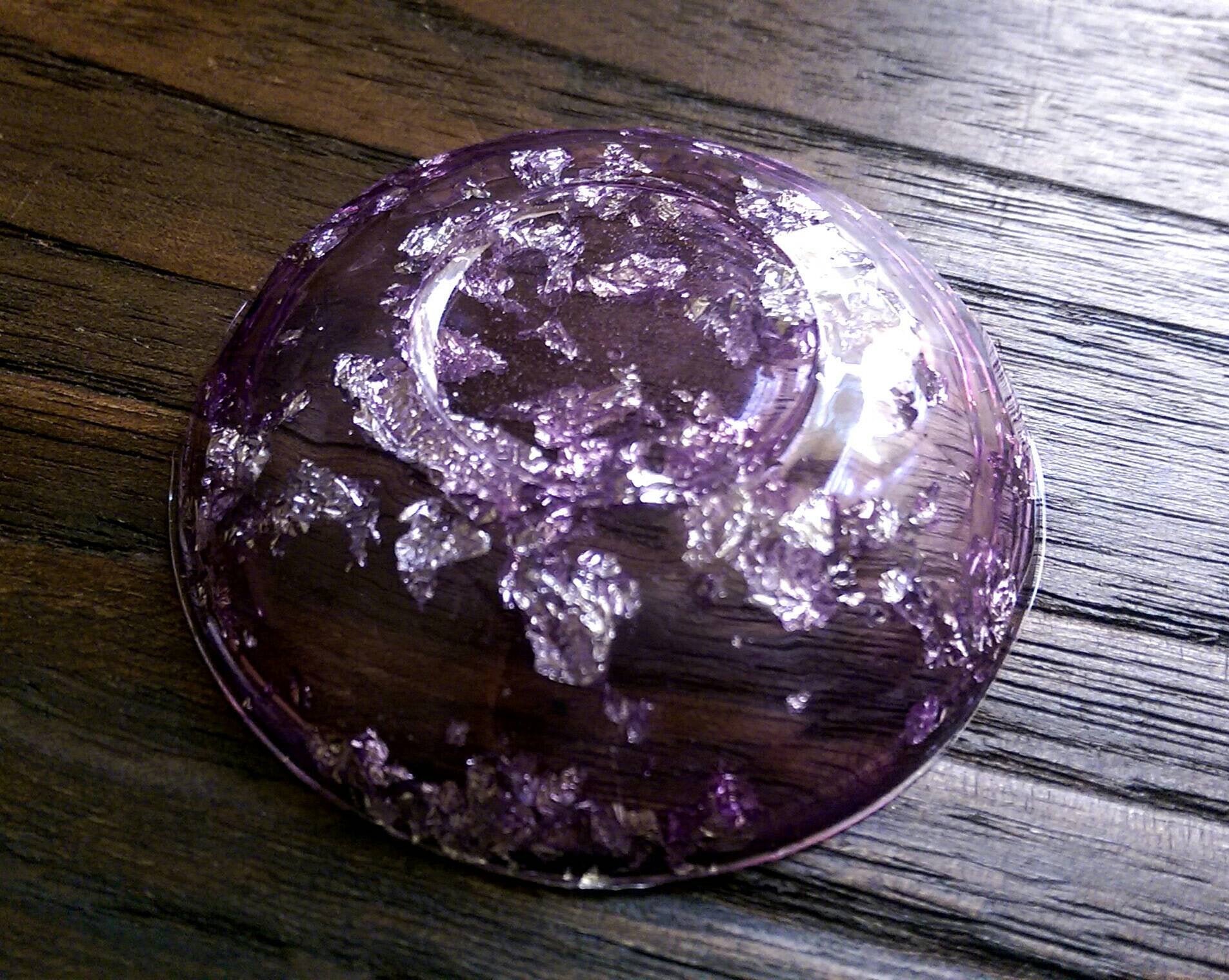Trinket Ring Dish, Purple and Silver Leaf Ring Dish, Hand Made Resin Dish - Silver and Resin Designs