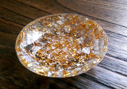 Trinket Ring Dish, Gold and Silver Leaf Ring Dish, Hand Made Resin Dish