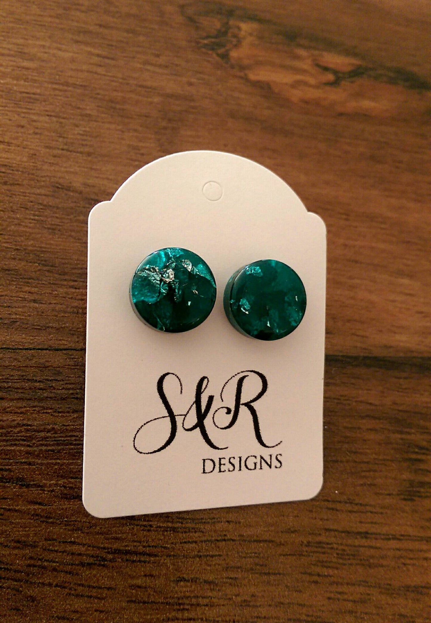 Sparkly Glitter Circle Resin Stud Earrings made of Stainless Steel 12mm Choose colour
