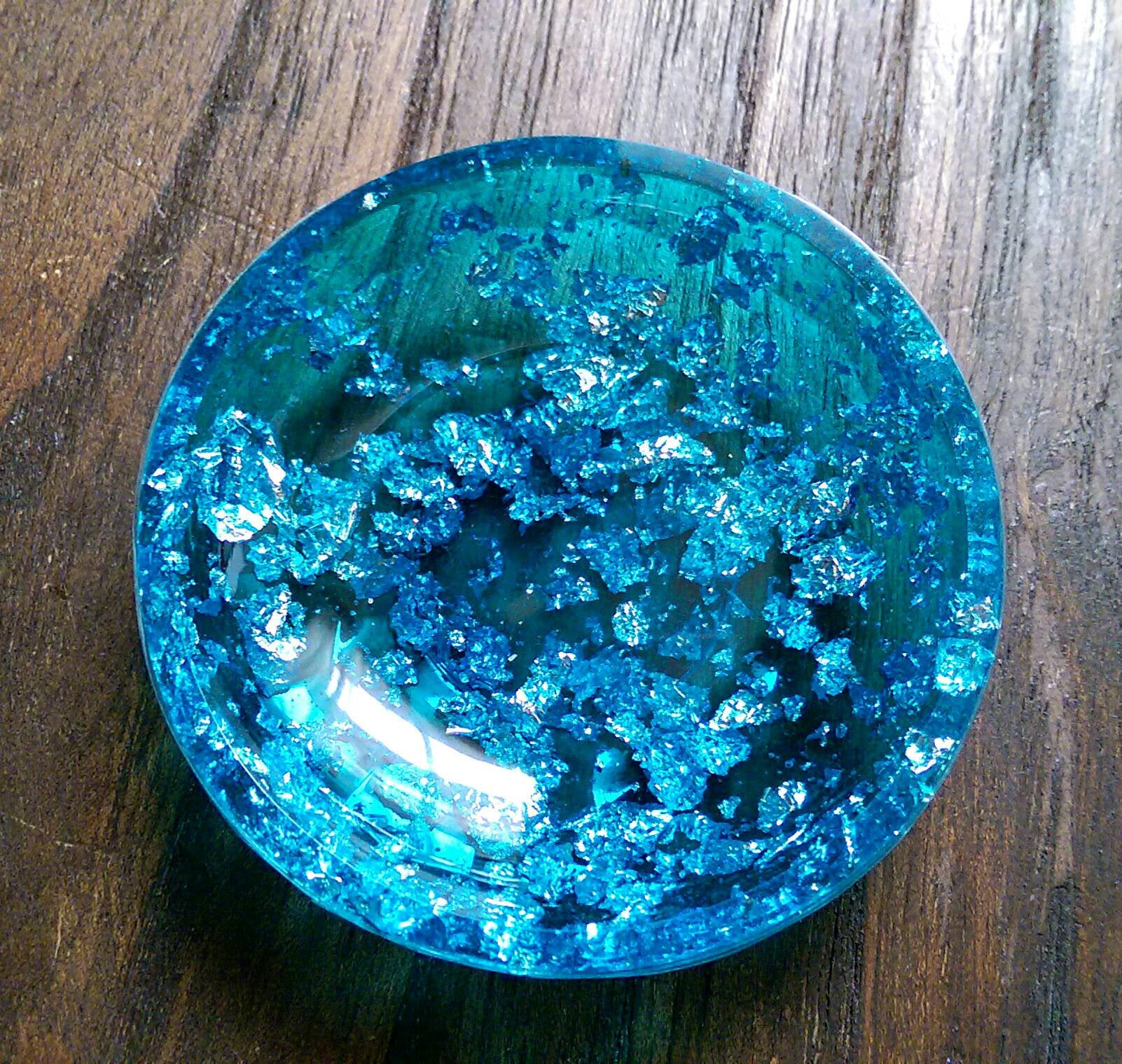 Hand Made Resin Ring Dish Brilliant Blue and Silver Leaf mix. - Silver and Resin Designs