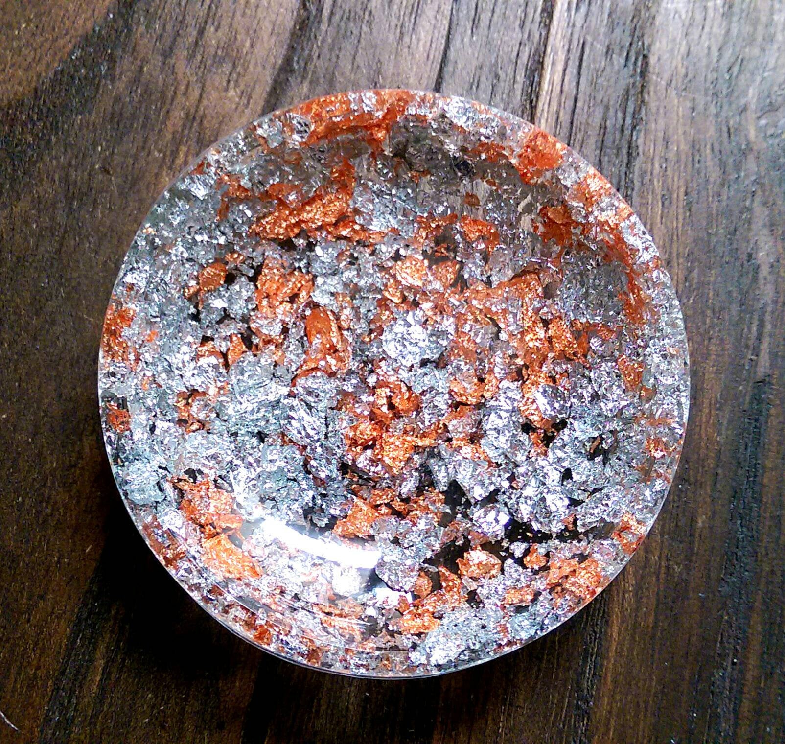 Resin Ring Trinket Dish Rose Gold and Silver Leaf Loaded mix. - Silver and Resin Designs