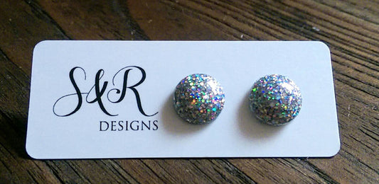 Circle Resin Stud Earrings, Stainless Steel Stud Earrings. 12mm choose colour.