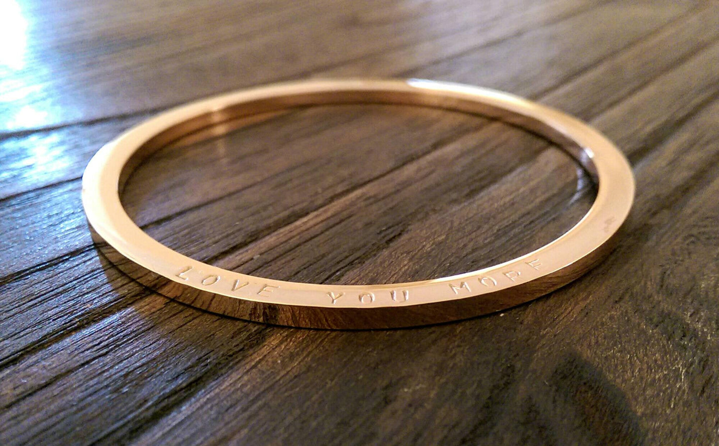 Hand stamped Bangle Personalised Love You More Bangle Stainless Steel. Ready to post. Size Large 68mm inner diameter. Choose colour.