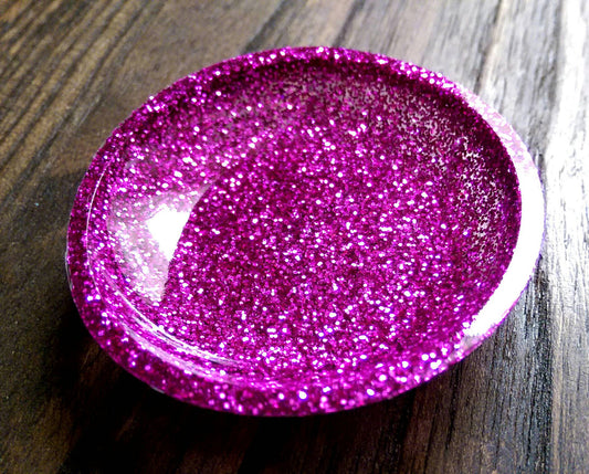 Ring Trinket Dish Pink Glitter Hand Made Resin Dish - Silver and Resin Designs