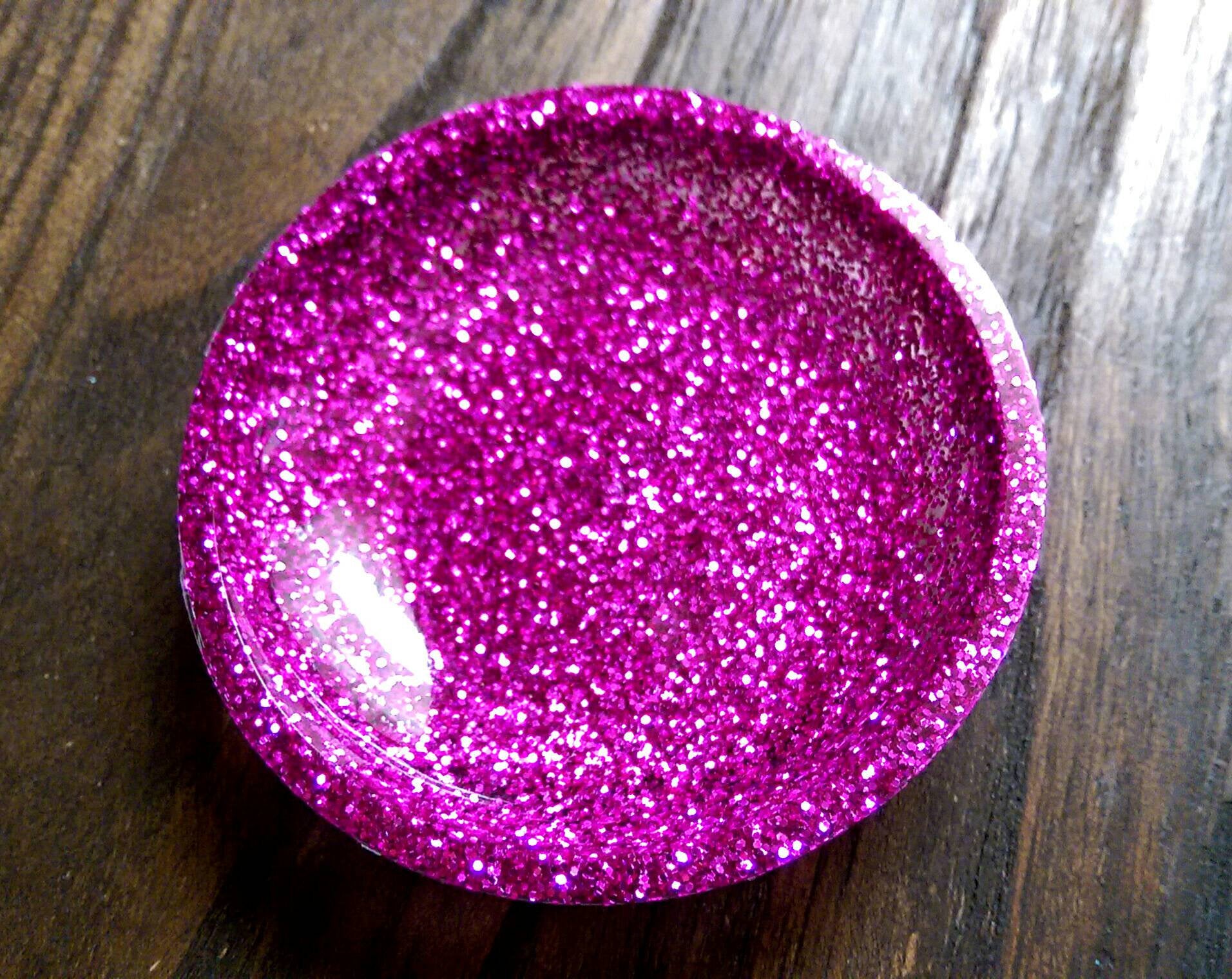 Ring Trinket Dish Pink Glitter Hand Made Resin Dish - Silver and Resin Designs