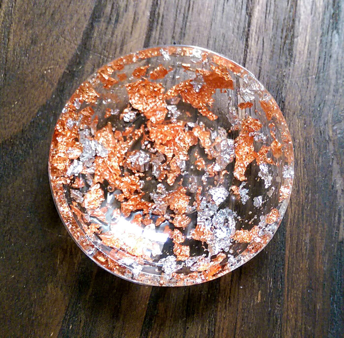 Resin Ring Trinket Dish Rose Gold and Silver Leaf Generous mix. - Silver and Resin Designs