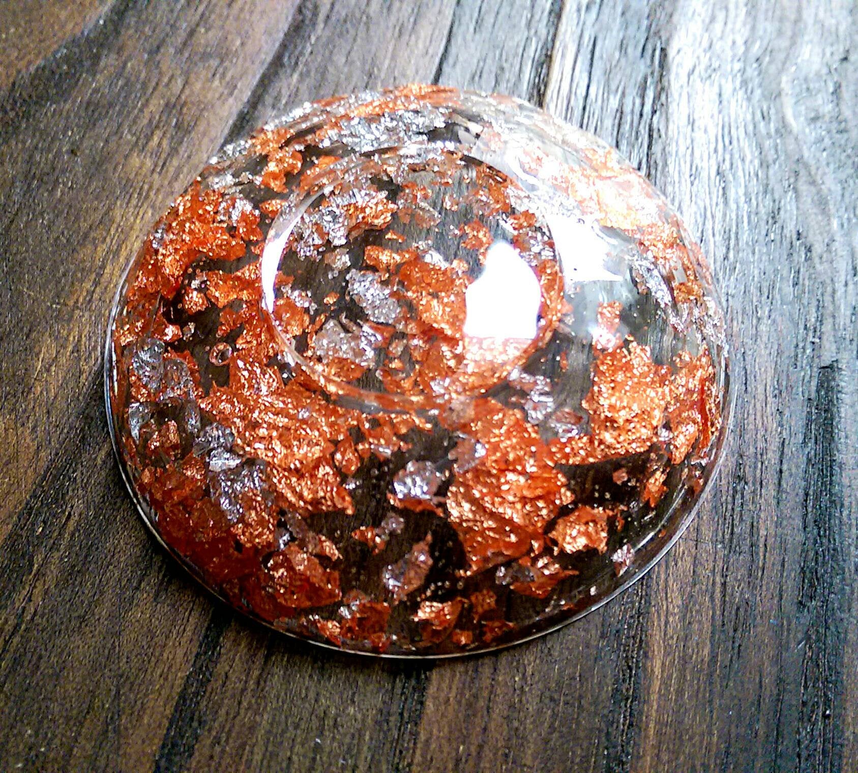 Resin Ring Trinket Dish Rose Gold and Silver Leaf Generous mix. - Silver and Resin Designs