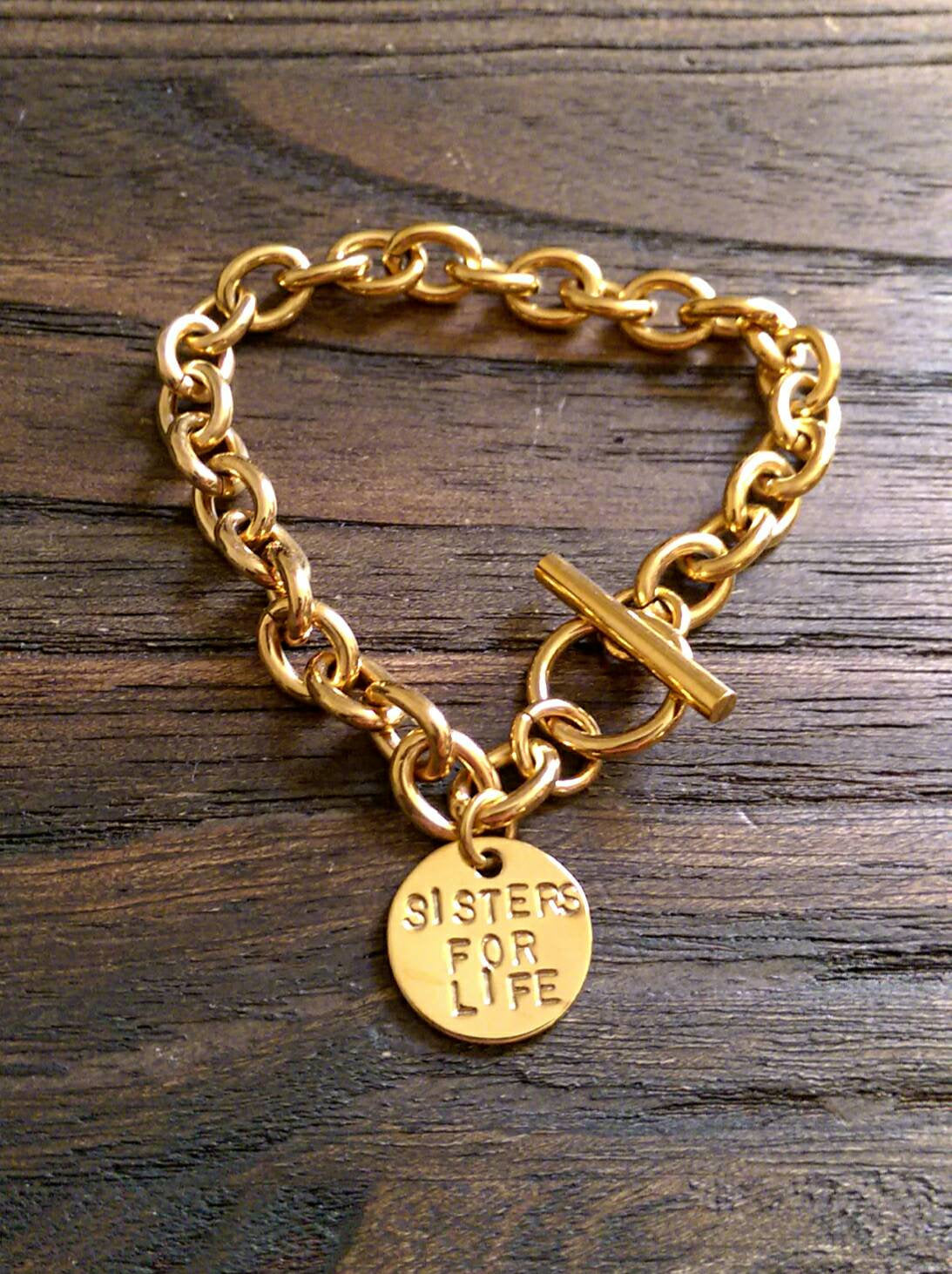 Personalised Hand Stamped Toggle Bracelet with Disc Choose colour - Silver and Resin Designs