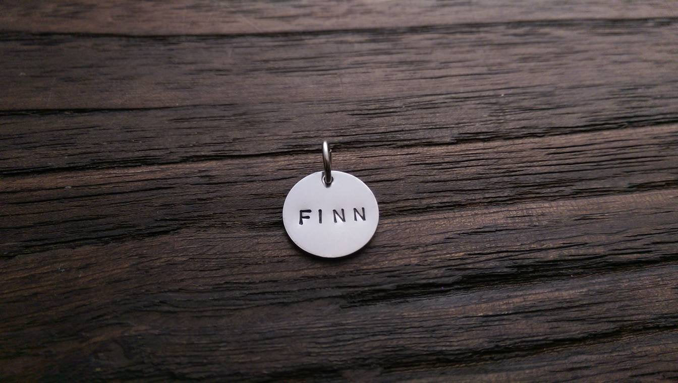 Personalised Hand Stamped Name Charm Disc Jump Ring. Choose 8mm, 10mm, 12mm & 15mm