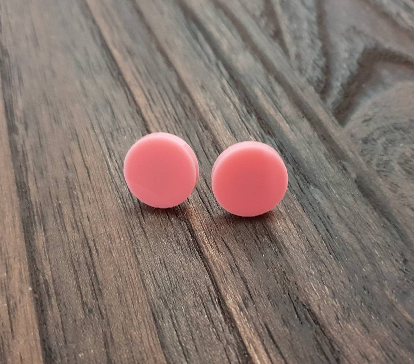 Raspberry Sherbet Circle Stud Earrings, Acrylic Earrings, Stainless Steel Earrings. Light Pink earrings
