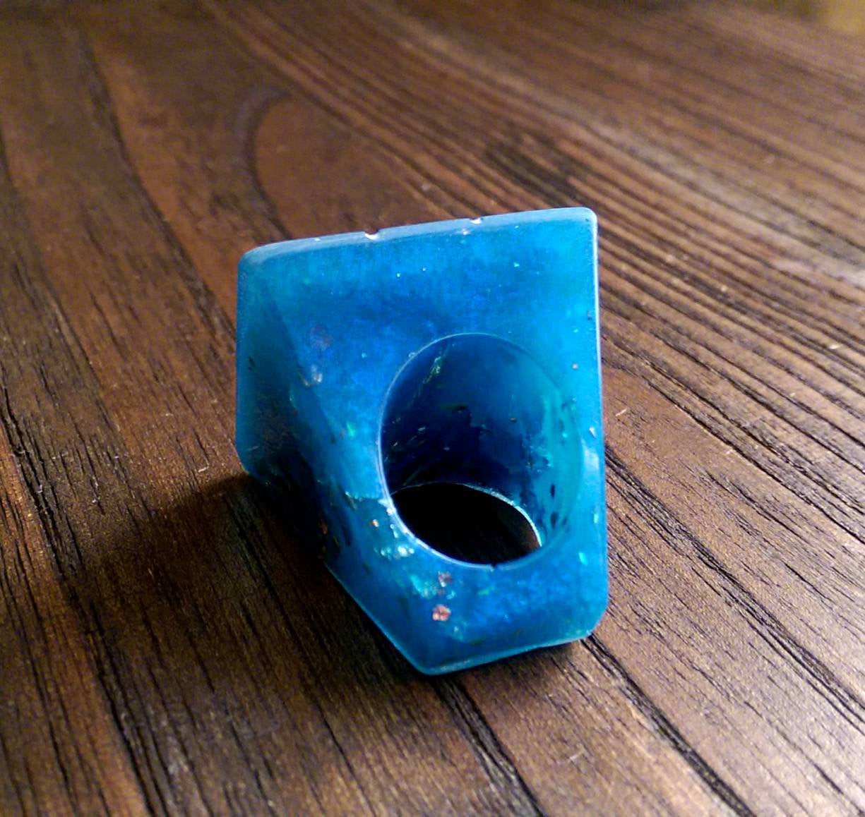 Statement Square Resin Ring, Handmade Size 7 US N AU Blue Silver Gold Rose Gold Leaf Ring